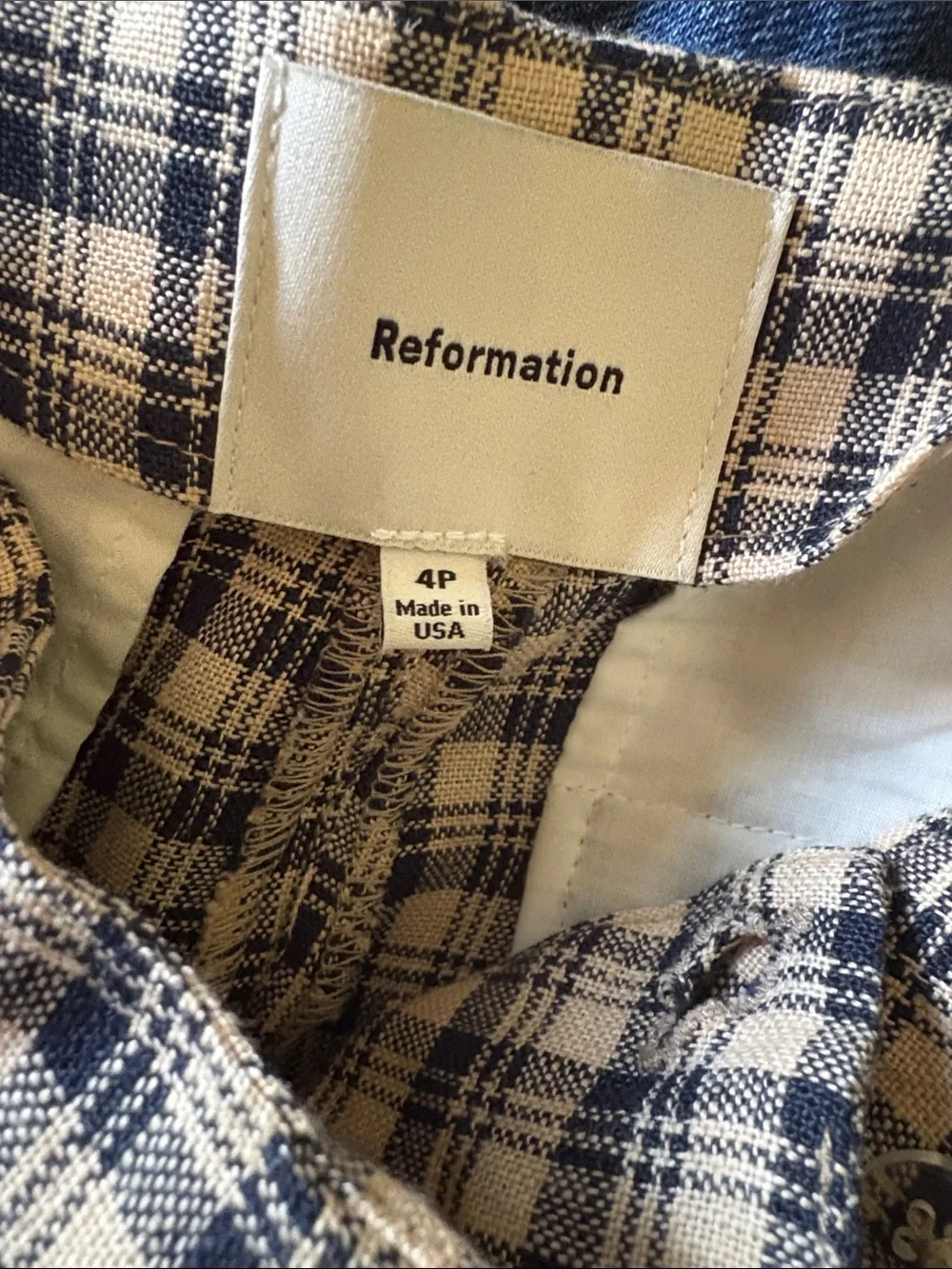 reformation Vida Checked low rise Linen Pants checked - size 4 short length